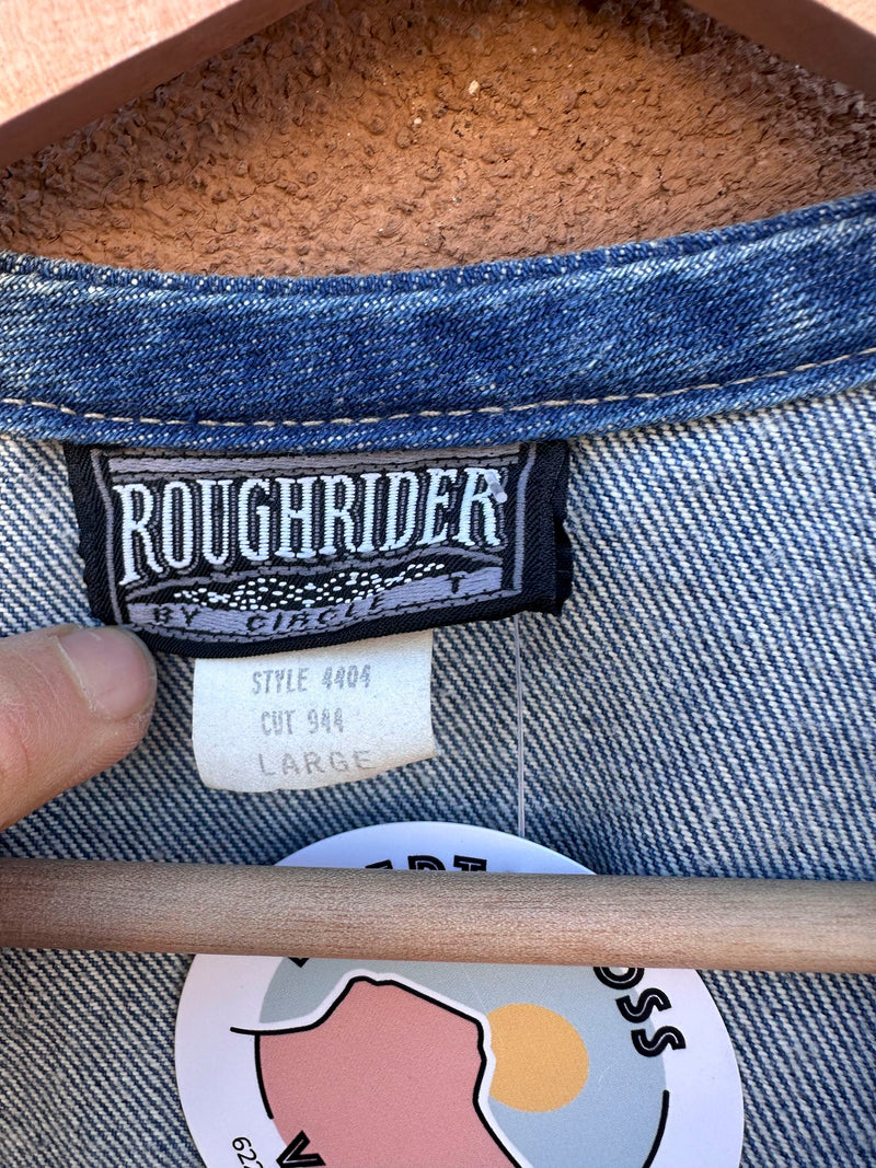 Cropped Circle T Roughrider Western Denim Jacket, Lg