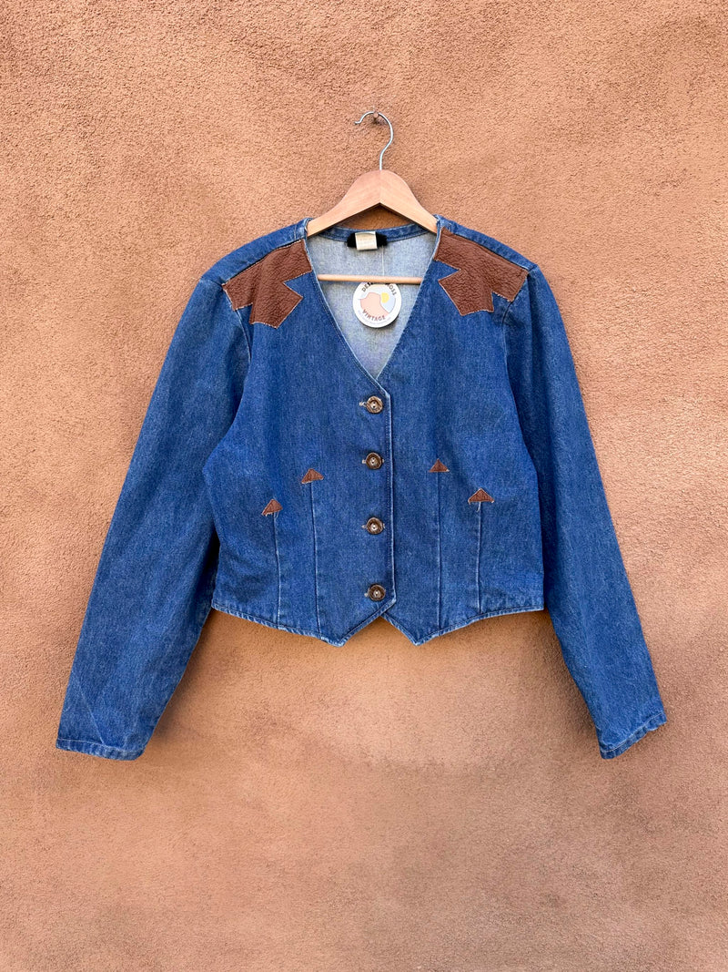 Cropped Circle T Roughrider Western Denim Jacket, Lg