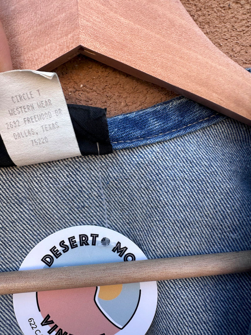 Cropped Circle T Roughrider Western Denim Jacket, Lg