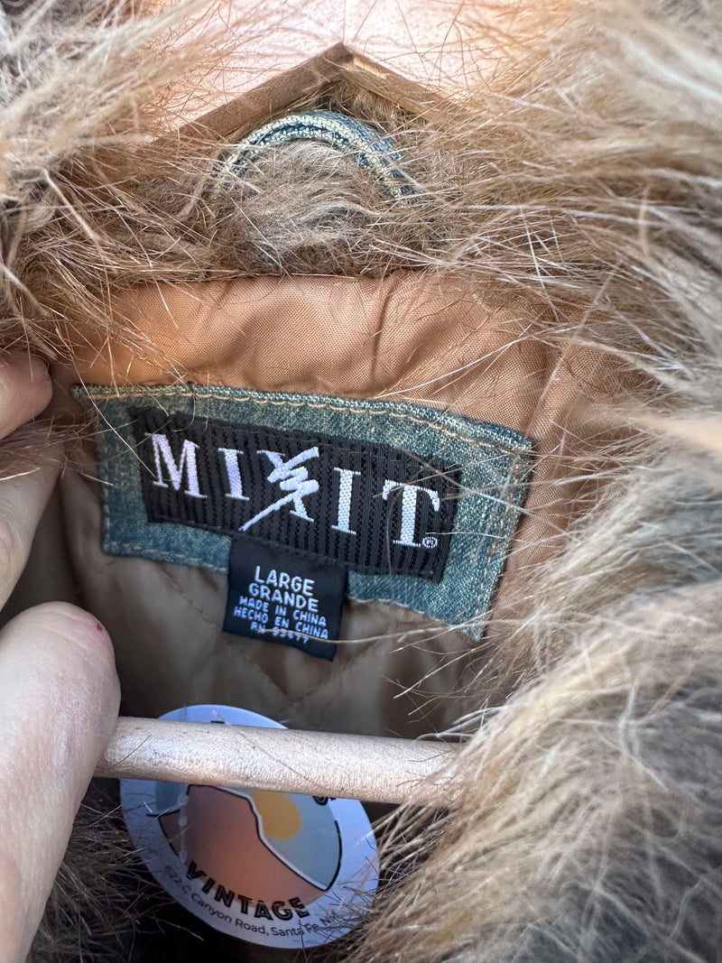 Mixit Denim Jacket with Faux Fur - Large