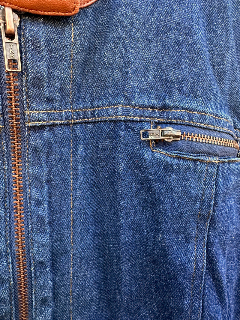 90's Forenza Denim Jacket with Faux Leather Collar