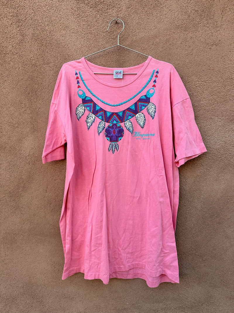 Native Design Albuquerque, New Mexico Pink Wide Neck T-shirt