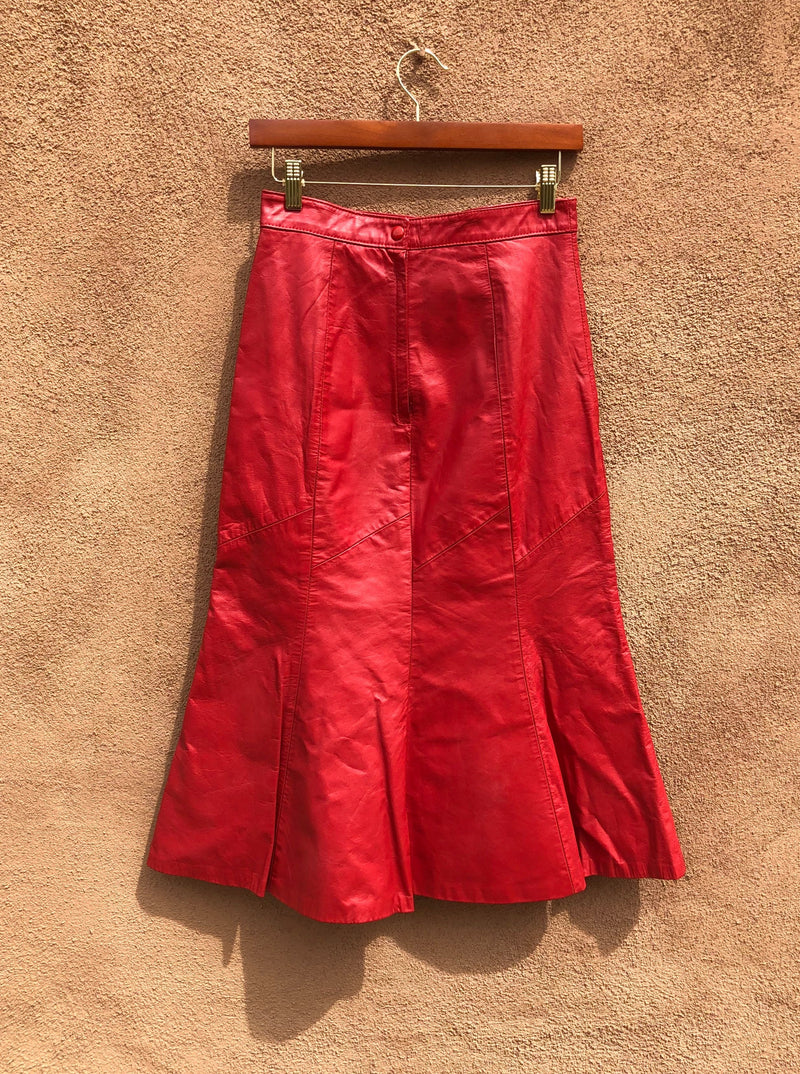 1970's Northside Fashions Red Leather Skirt