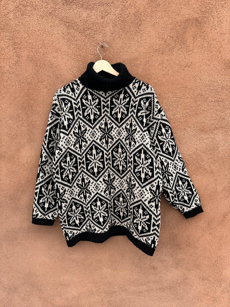 90's Gap Black & White Wool Turtleneck Sweater