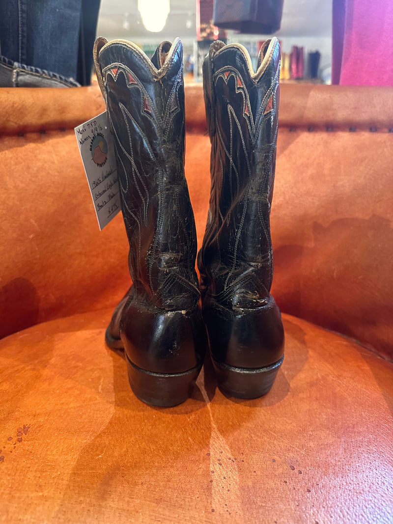 1960's Handmade Embossed Eagle Western Boots 7.5D - 9/9.5
