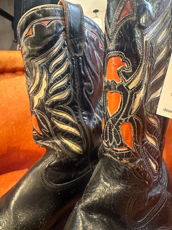 1960's Handmade Embossed Eagle Western Boots 7.5D - 9/9.5