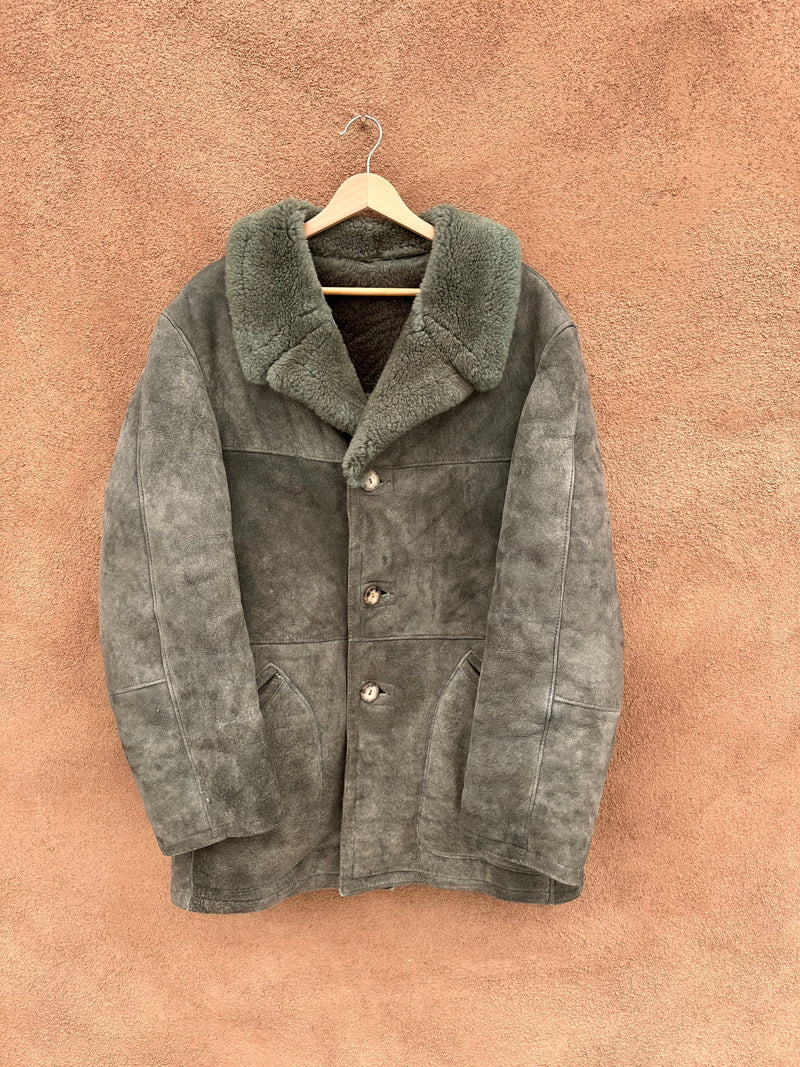 Gray Wilsons Shearling Coat with Antler Buttons