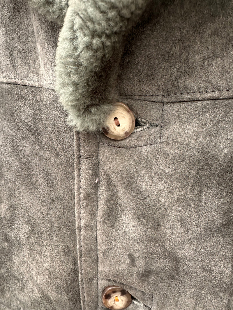 Gray Wilsons Shearling Coat w/Antler Buttons