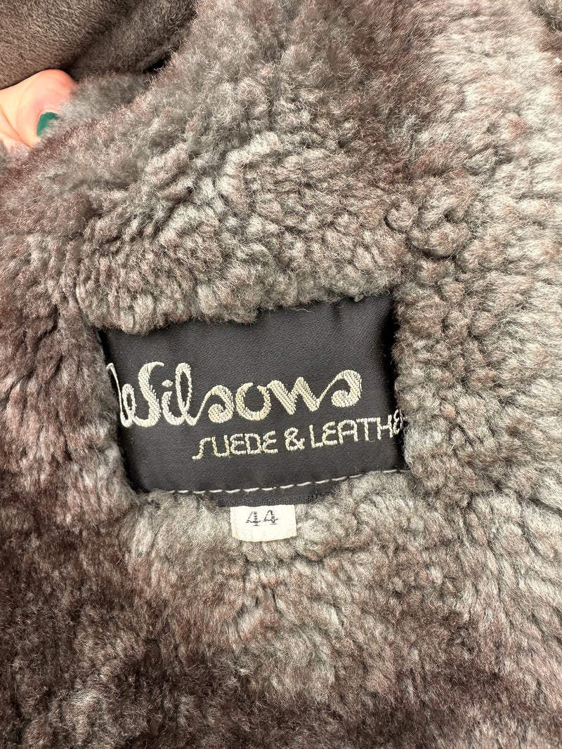 Gray Wilsons Shearling Coat w/Antler Buttons