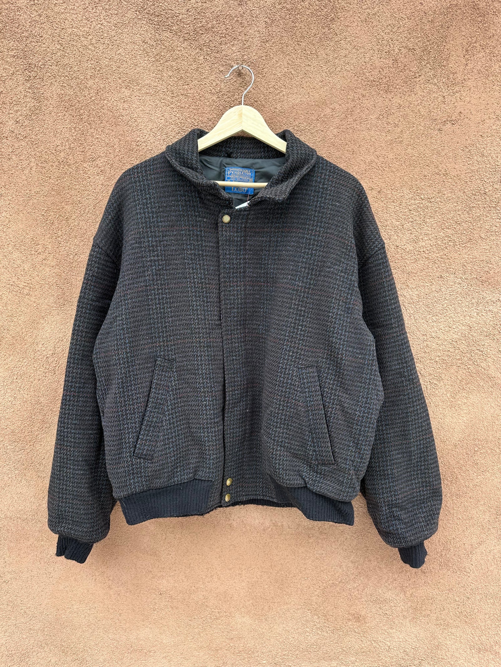 Vintage 1970 s Pendleton Houndstooth Lobo Bomber Jacket DESERT MOSS VINTAGE