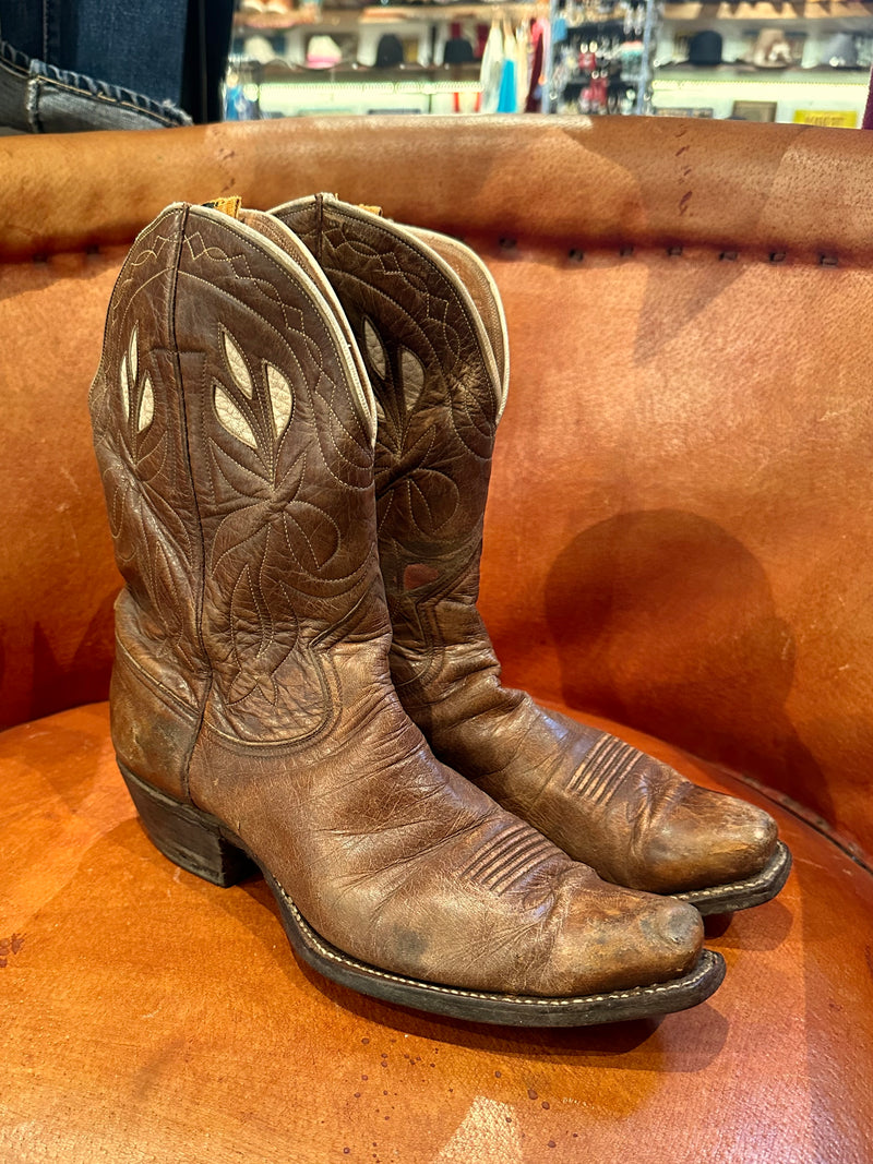 1970's Floral Stitch & Inlay Short Boots - 7.5