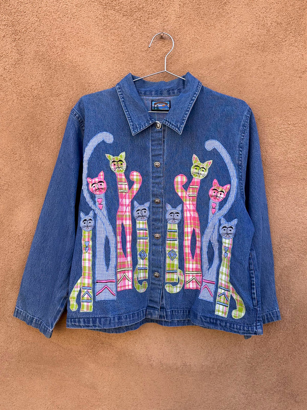 Silver Lake Petite Denim Cat Blouse