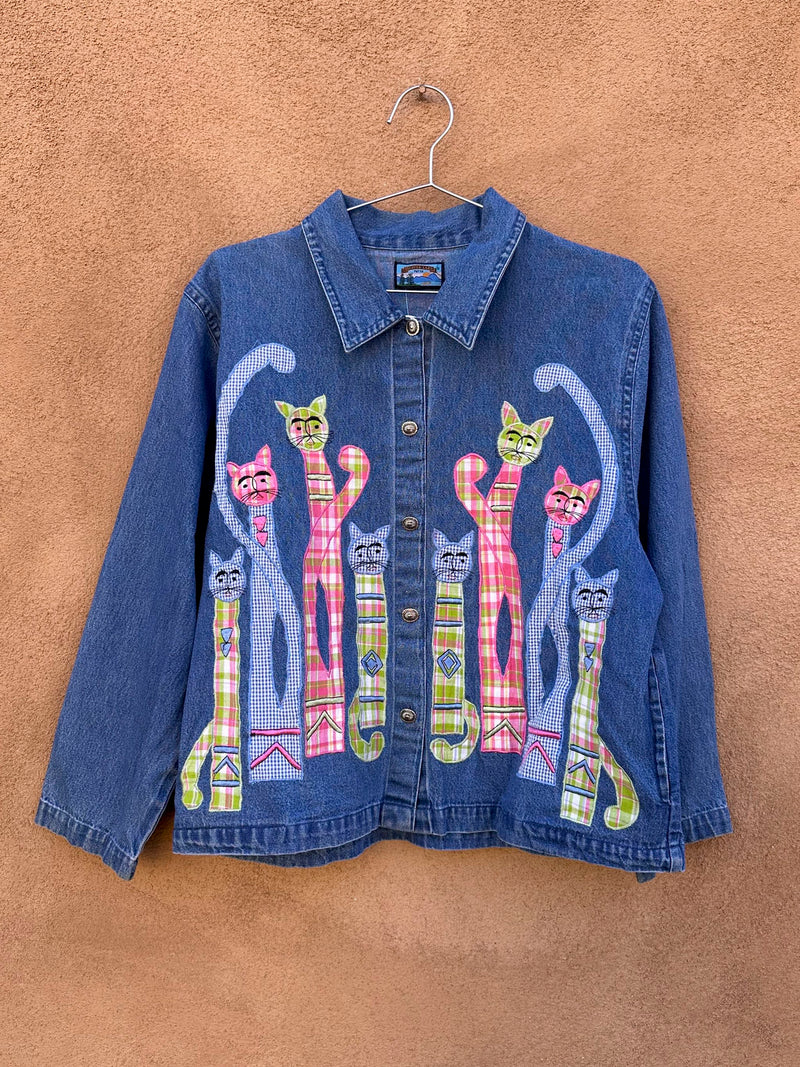 Silver Lake Petite Denim Cat Blouse