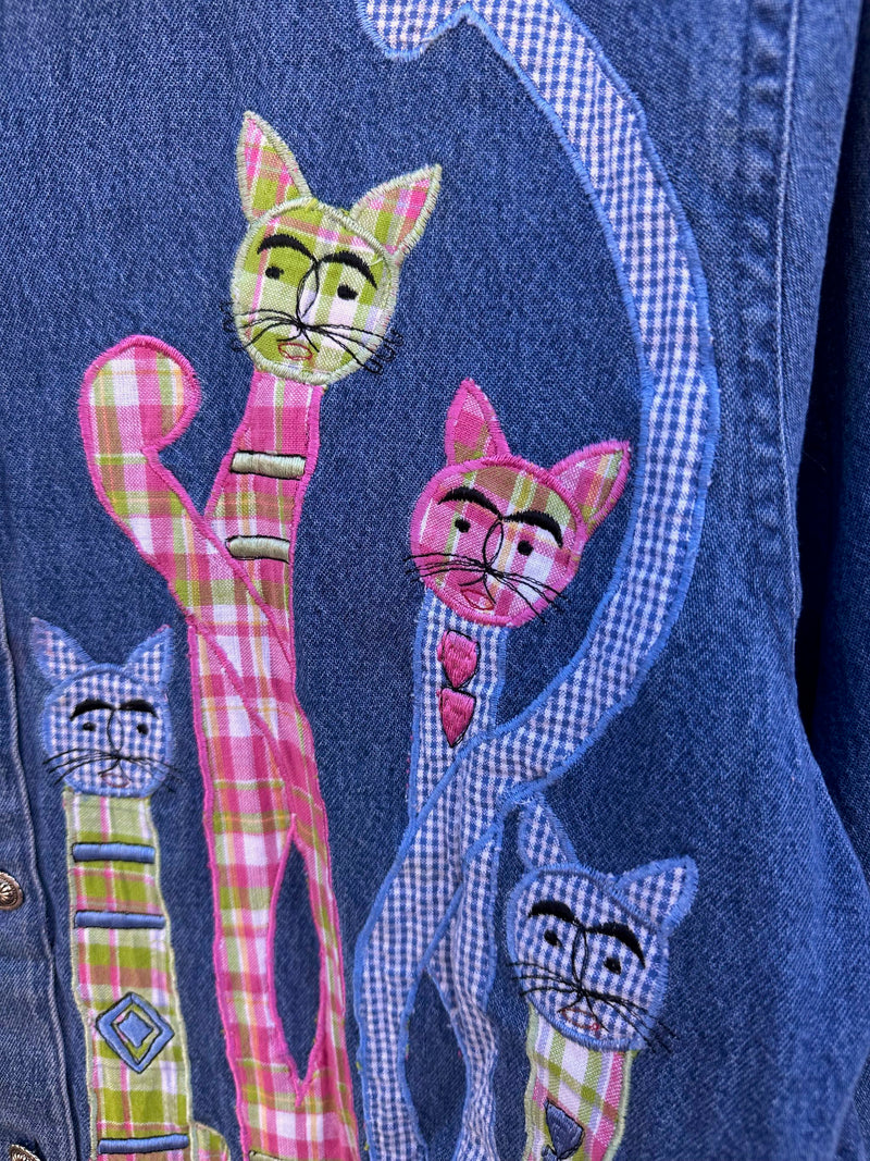 Silver Lake Petite Denim Cat Blouse