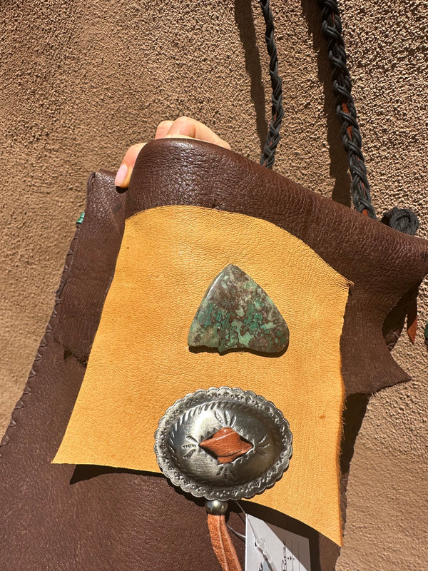 Deerskin Purse with Turquoise and Concho