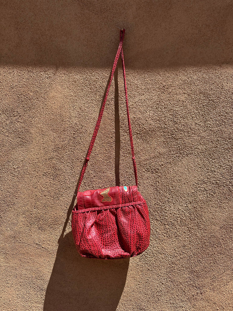 Red Nas Bag Purse with Copper Accessory