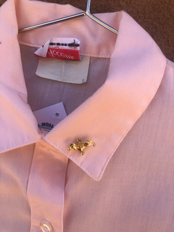 Pink 80's Blouse with Puppy Pin