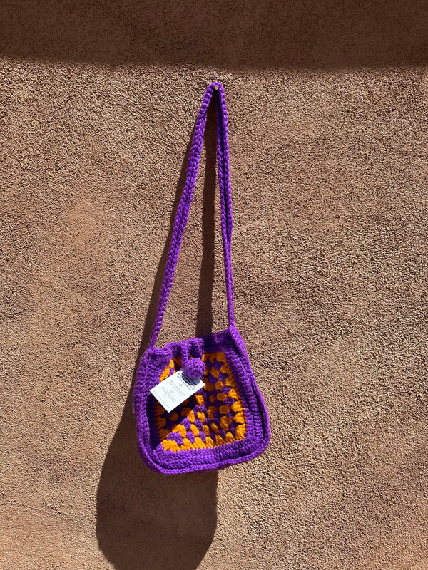 Purple and Tangerine Crochet Purse