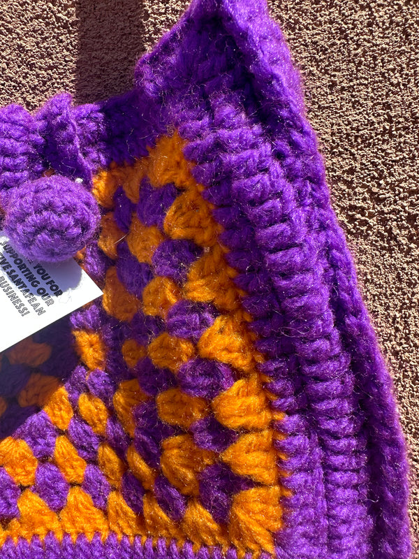 Purple and Tangerine Crochet Purse
