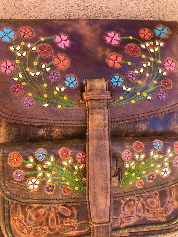1970's Hand Tooled Double Pocket Leather Purse
