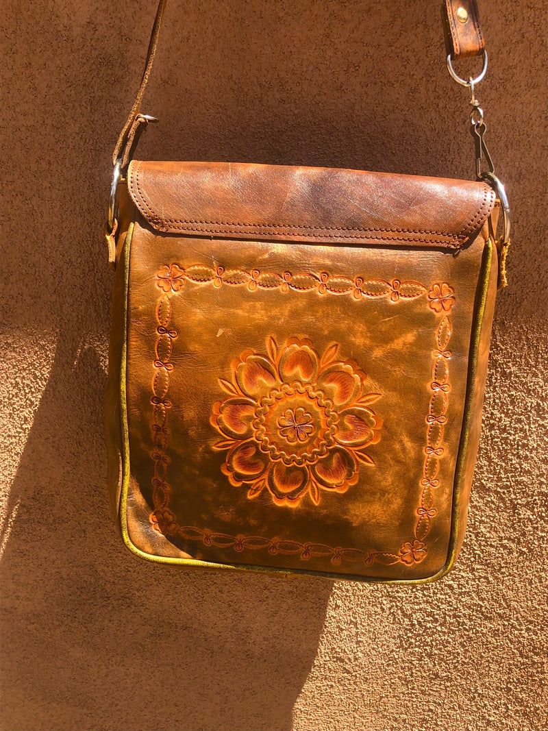 1970's Hand Tooled Double Pocket Leather Purse