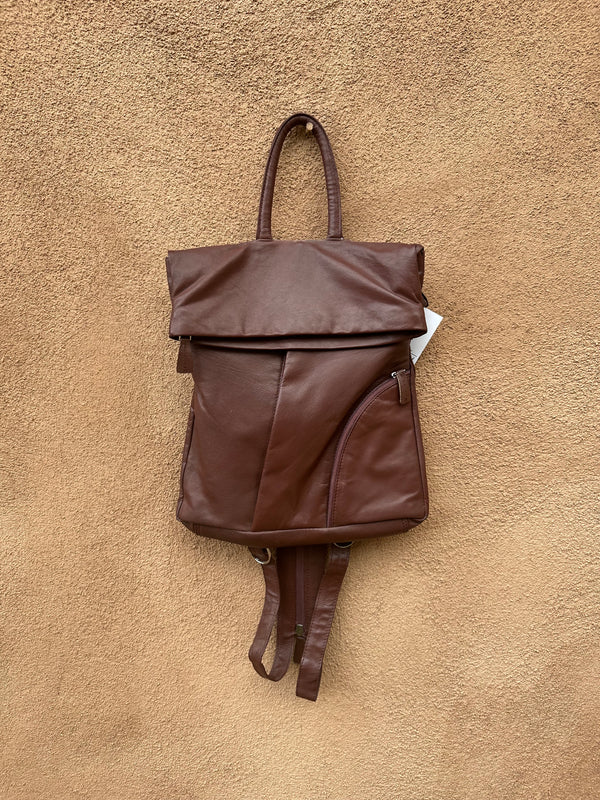 Brown Leather Convertible Sling/Backpack