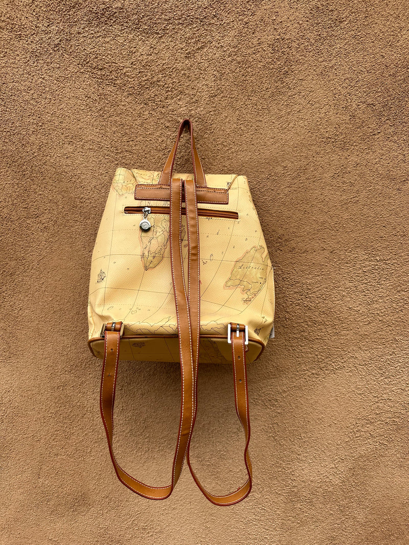 Faux Pebble Grain Leather Map Backpack