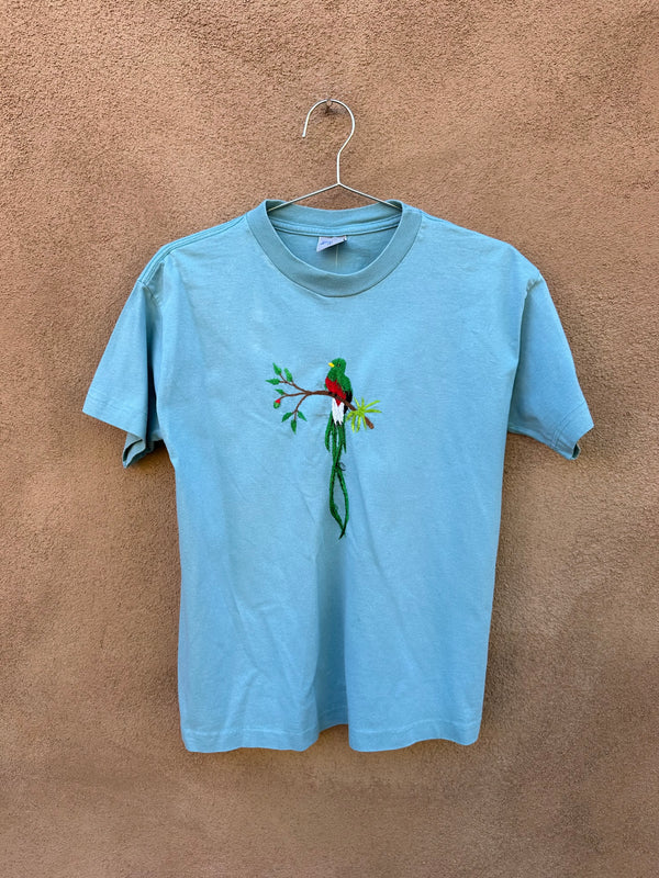 Tropical Bird Embroidered T-shirt