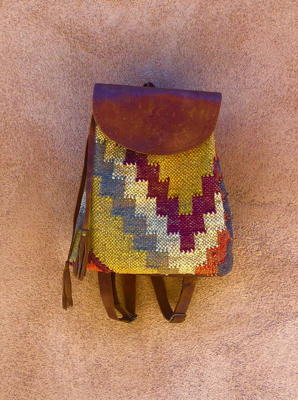Wool Kilim and Leather Backpack