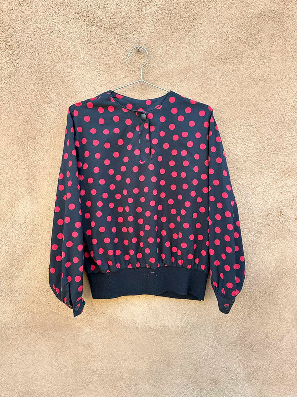 Notations 80's Black and Red Polka Dot Blouse