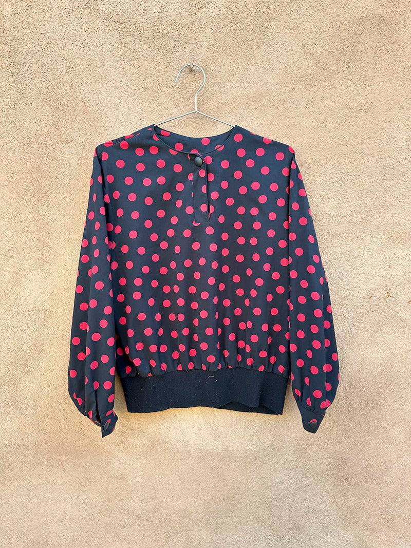 Notations 80's Black and Red Polka Dot Blouse