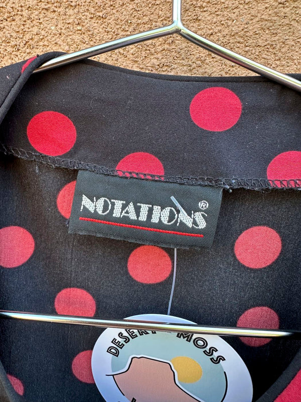 Notations 80's Black and Red Polka Dot Blouse