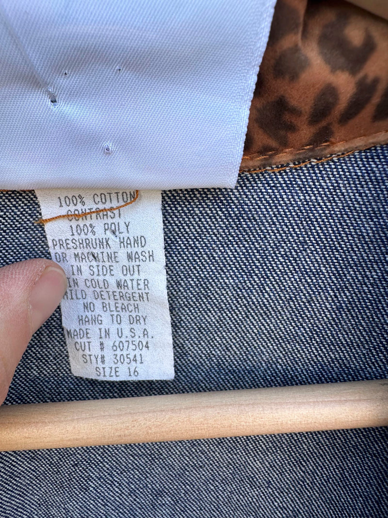 Monique Fashions Denim Jacket with Copper Studs/ Buttons & Leopard Print Detail