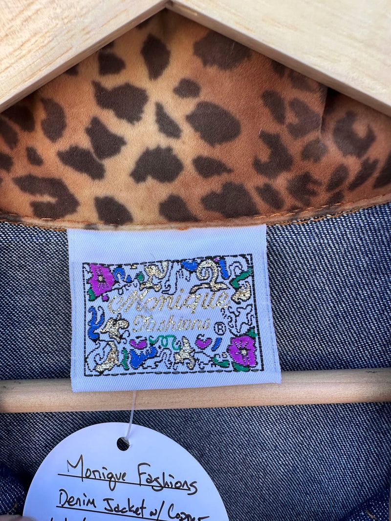 Monique Fashions Denim Jacket with Copper Studs/ Buttons & Leopard Print Detail