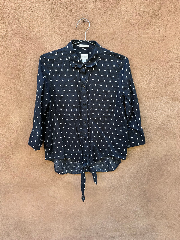 Black & White Polka Dot Linen Top