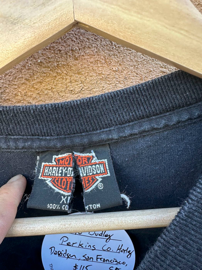 1990 Dudley Perkins Co. Harley Davidson, San Francisco, CA T-shirt