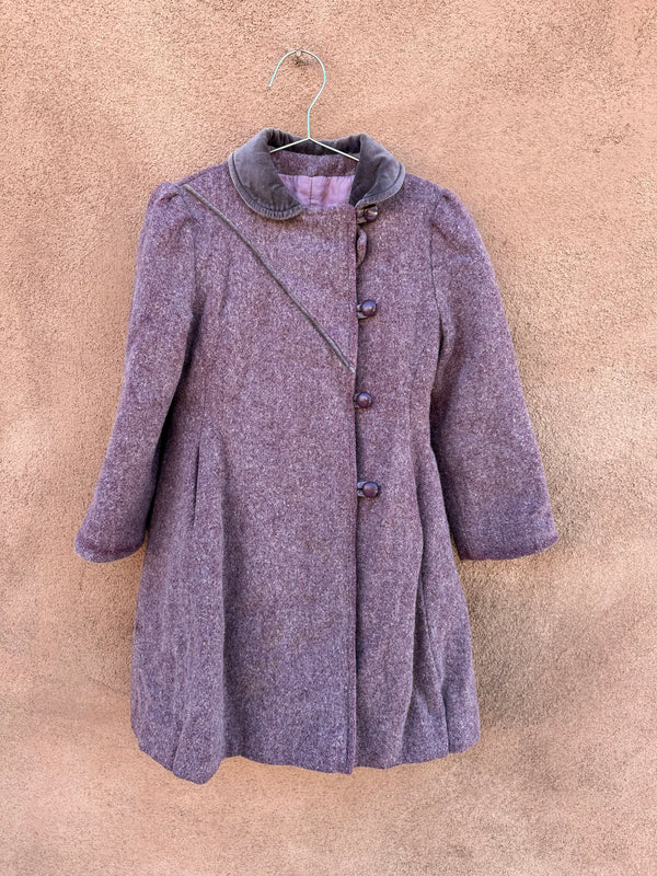 Raspberry Wool Child's Coat with Satin Lining