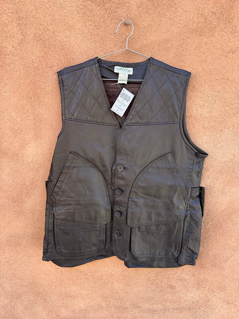 Brown Leather Orvis Hunting Vest - XL