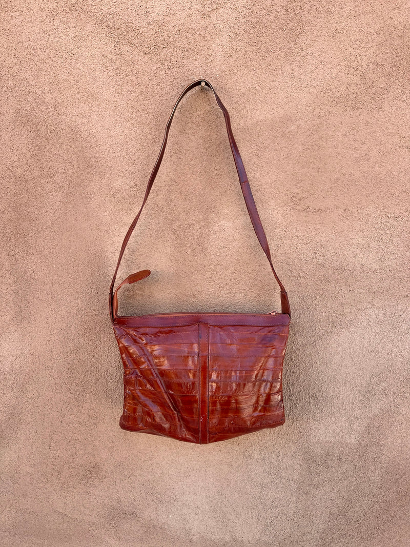 Brown Eel Skin Purse with Outside Pocket