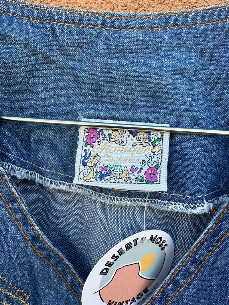 Monique Fashions Bedazzled Denim Blouse