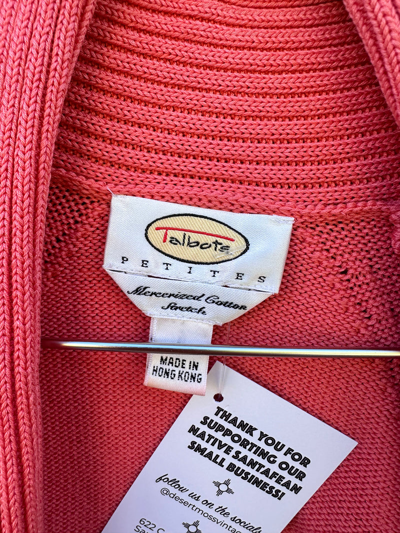Salmon Short Sleeve Talbots Cardigan