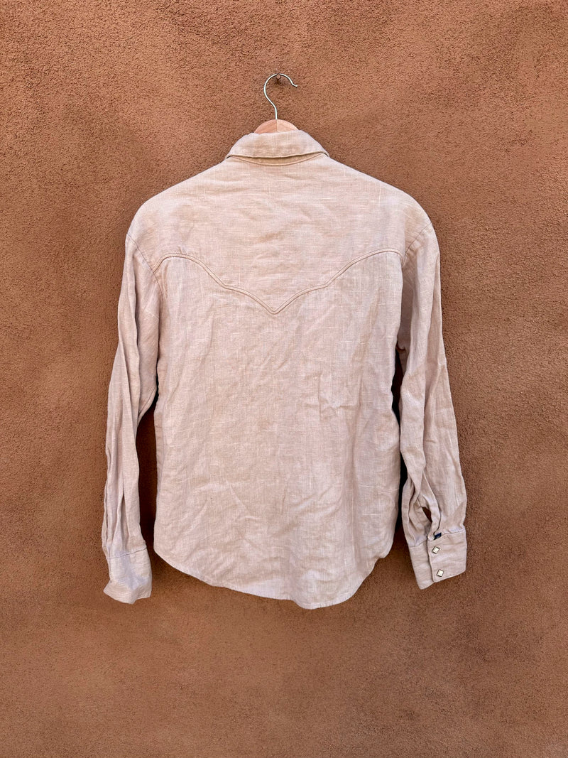 Linen Rockmount Ranch Wear Diamond Snap Western Blouse - as is