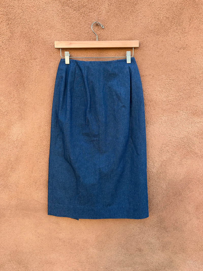 Denim Skirt with Conchos & Turquoise Leather