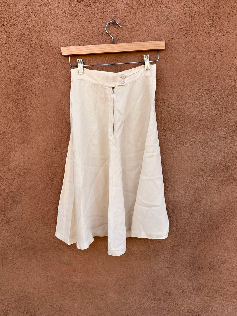 60's Era Cream Tennis Skirt 25" waist