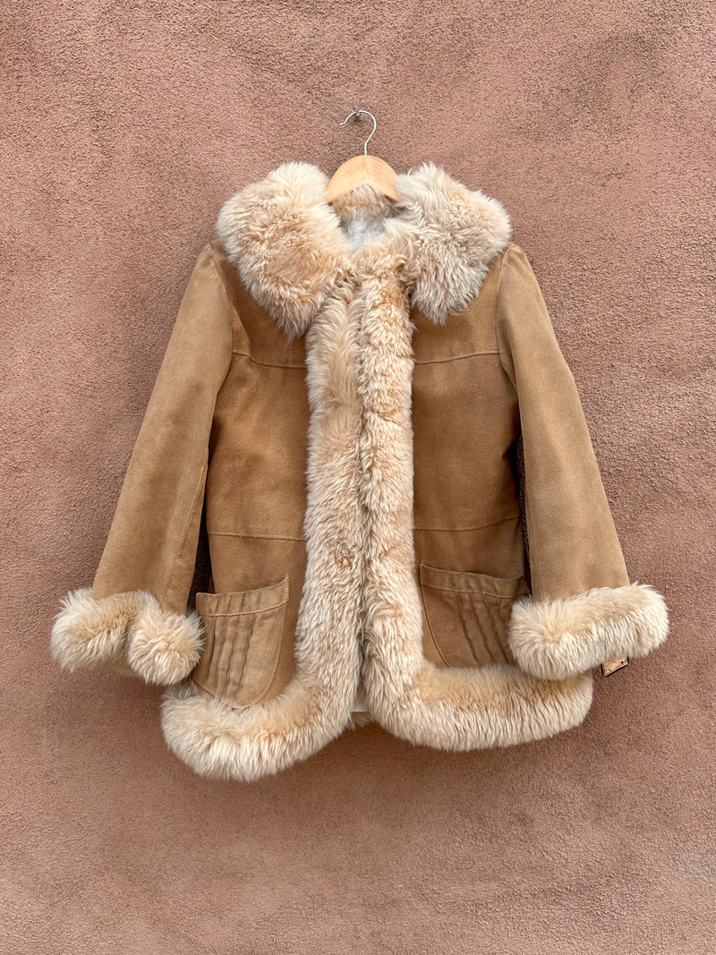 Suede, Shearling Fur & Faux Shearling Jacket - as is