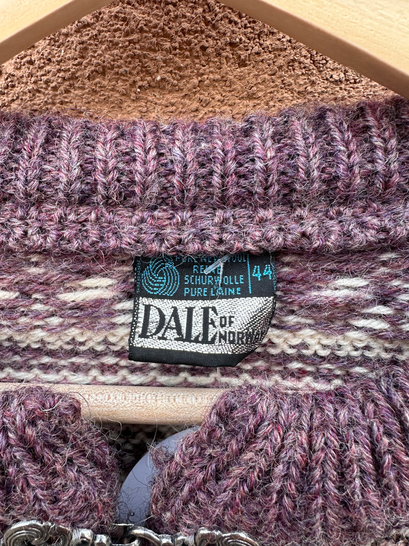 Violet & Cream Dale of Norway Wool Cardigan