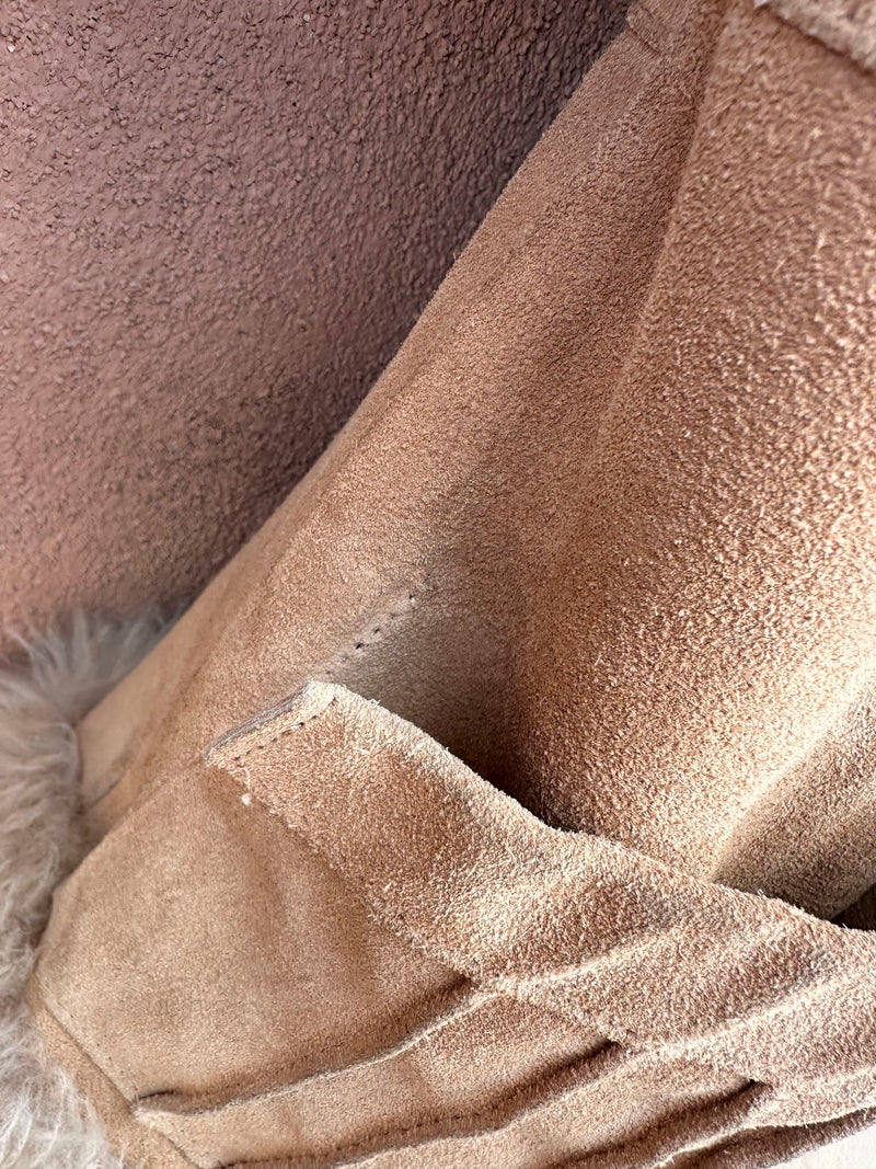 Suede, Shearling Fur & Faux Shearling Jacket - as is
