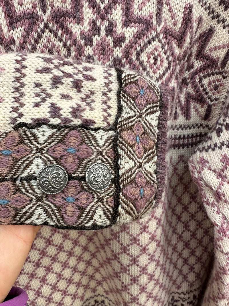 Violet & Cream Dale of Norway Wool Cardigan