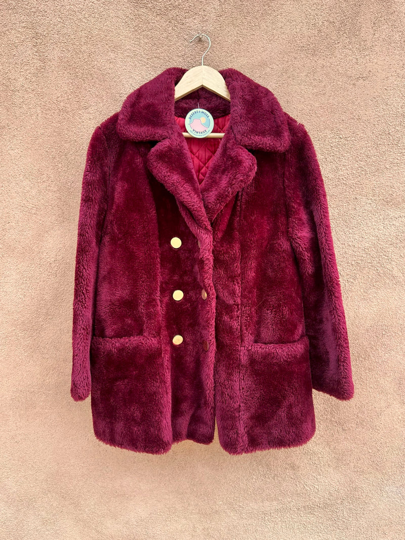 1960's Sears Raspberry Teddybear Fur Jacket