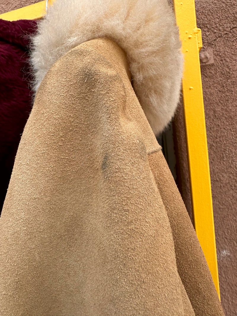 Suede, Shearling Fur & Faux Shearling Jacket - as is